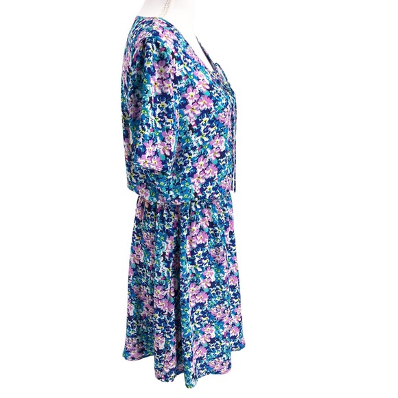 Charles Henry Womens Size Medium Lace-Up Front Summer Abstract Floral Dress - Picture 5 of 9
